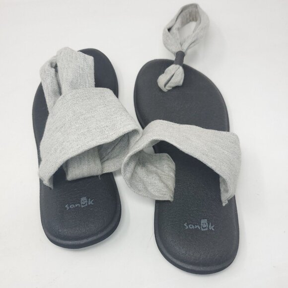 Sanuk Yoga Sling 2 Flip Flops Thong Sandals Womens 7 Gray Slingback Memory Foam - Picture 3 of 7